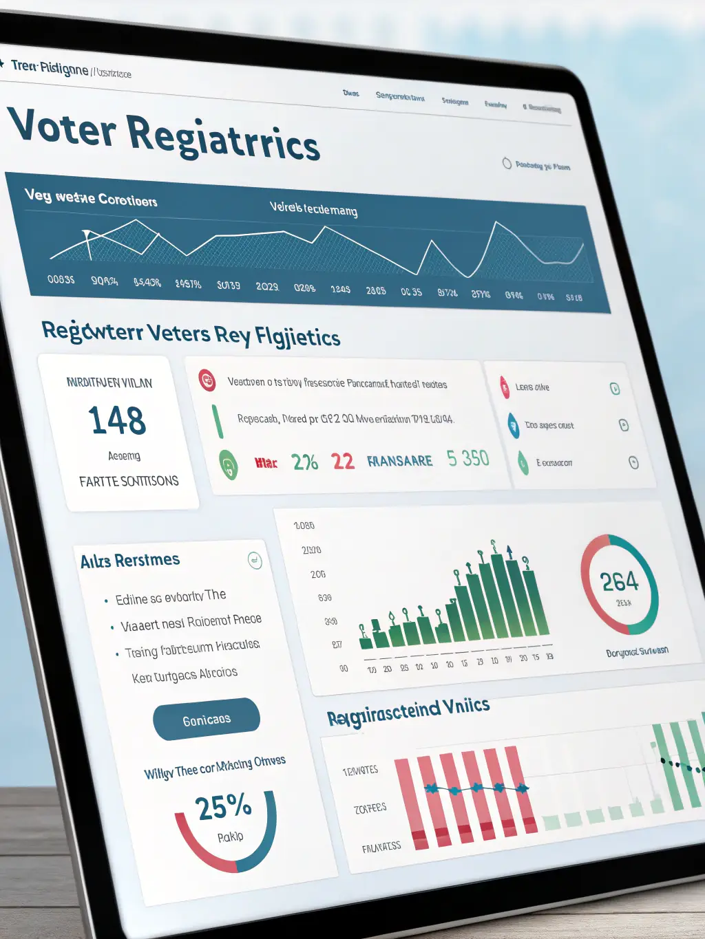 A dashboard view for elected officials, showcasing real-time poll results, demographic breakdowns, and sentiment analysis, highlighting data accessibility.
