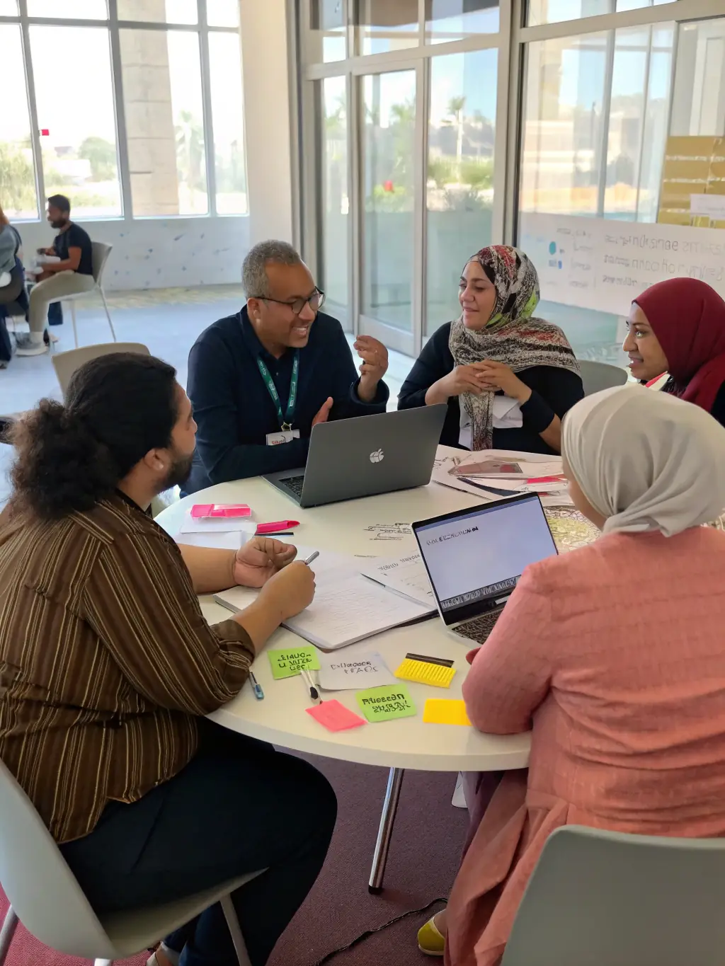 A collaborative meeting between citizens and elected officials, using MyVoice data to discuss community issues and develop solutions together, fostering a participatory democracy.